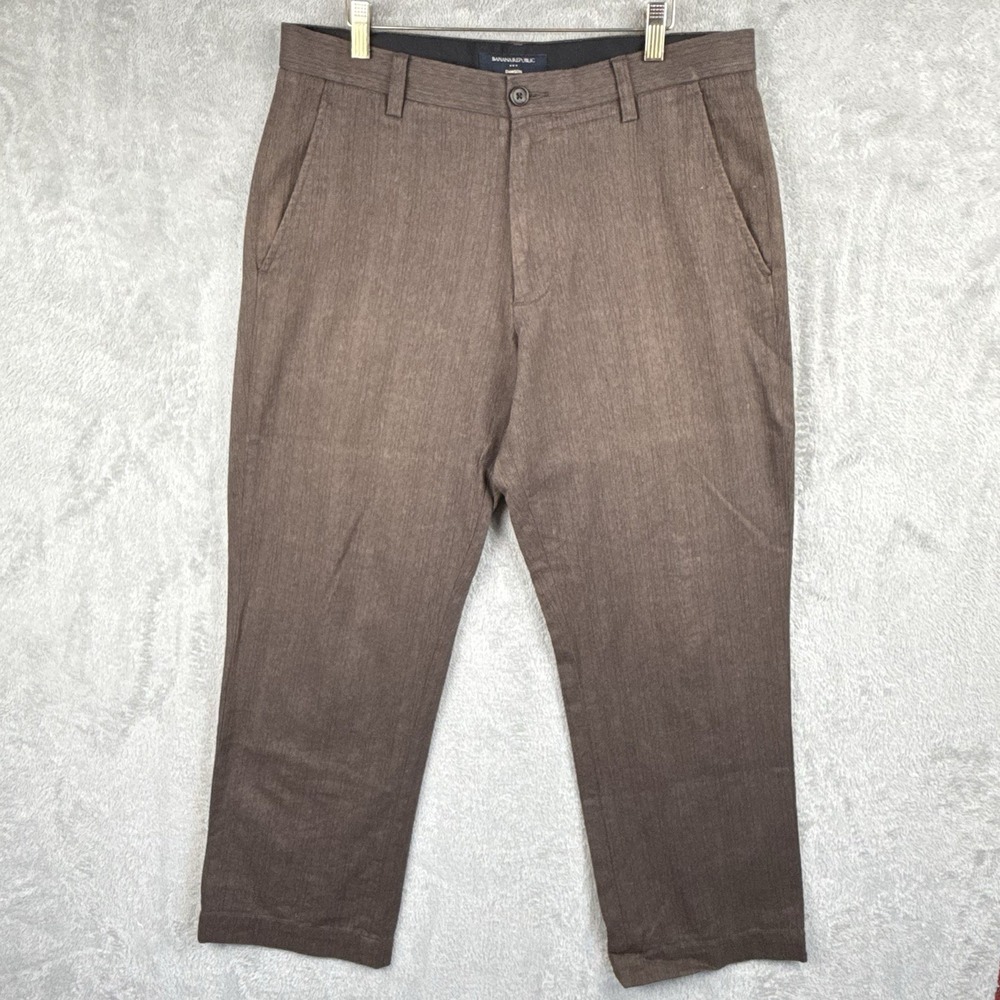 Banana Republic Dawson Pants Mens 34x30 Brown Houndstooth Cotton Office
